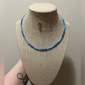 #63. Handmade Blue Seed Bead Necklace - Women Jewelry